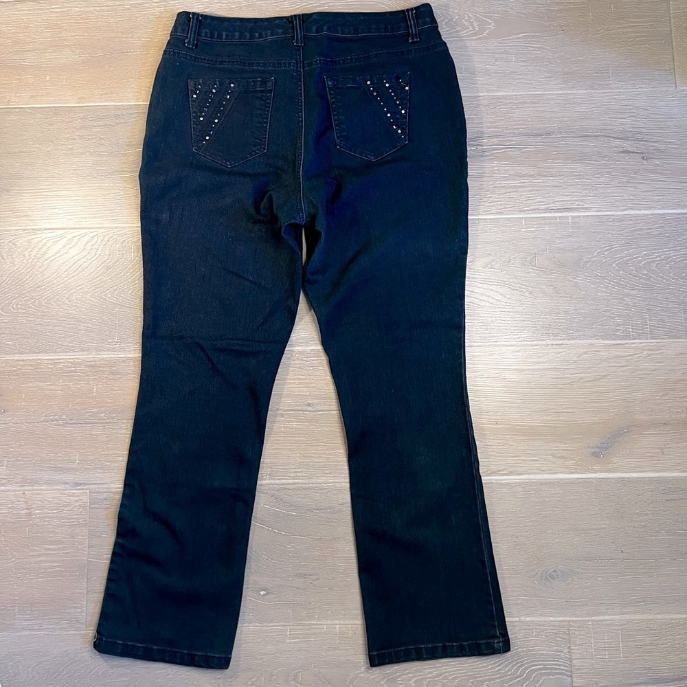 Laura Ashley Dark Blue Plus Size Stretch Jeans Embellished Pockets Size 14P